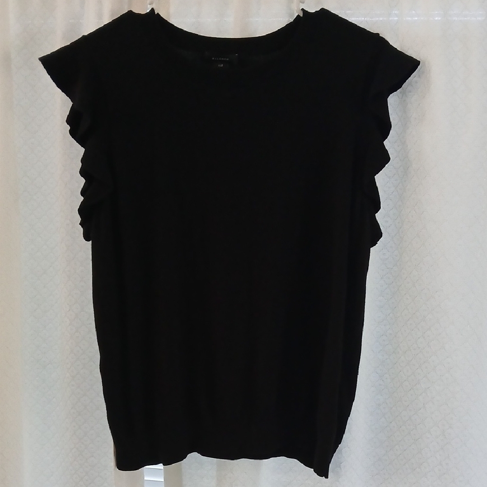 Halogen Black Short Sleeve Ruffle Top
